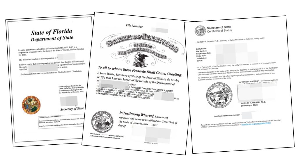 Free Status Certificate Example Certificate of Status (U.S. Company) Hague Certification and Consular ...